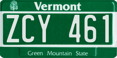 VT license plate ZCY461