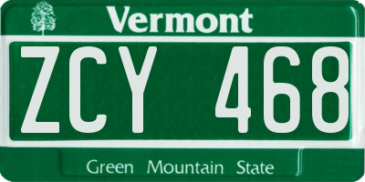 VT license plate ZCY468