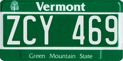 VT license plate ZCY469
