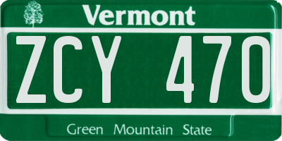 VT license plate ZCY470