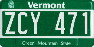 VT license plate ZCY471