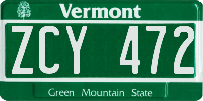 VT license plate ZCY472