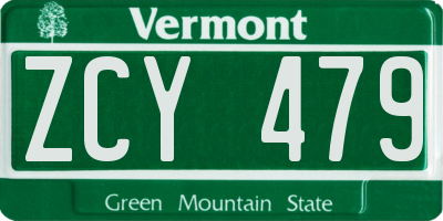 VT license plate ZCY479