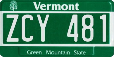 VT license plate ZCY481