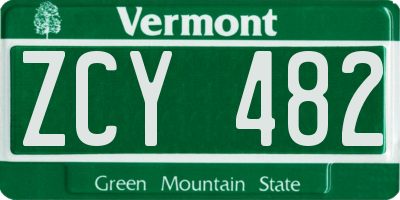 VT license plate ZCY482