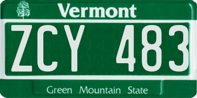 VT license plate ZCY483