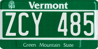 VT license plate ZCY485