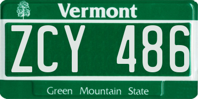 VT license plate ZCY486