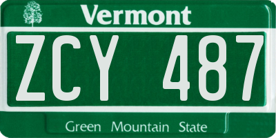 VT license plate ZCY487