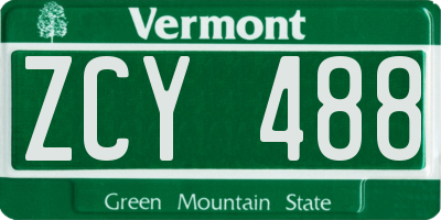 VT license plate ZCY488
