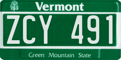 VT license plate ZCY491