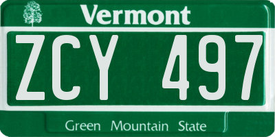 VT license plate ZCY497