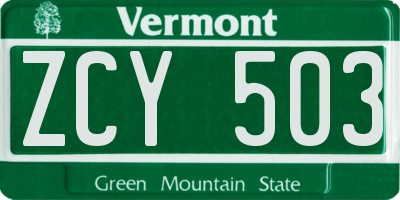 VT license plate ZCY503