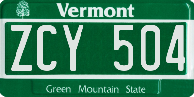 VT license plate ZCY504