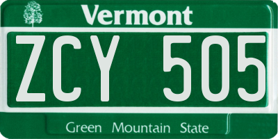 VT license plate ZCY505