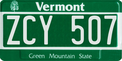 VT license plate ZCY507