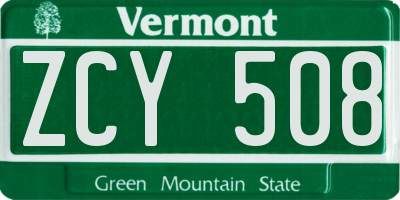 VT license plate ZCY508
