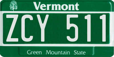 VT license plate ZCY511