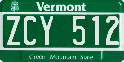 VT license plate ZCY512