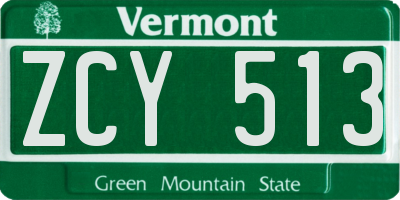 VT license plate ZCY513