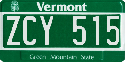 VT license plate ZCY515