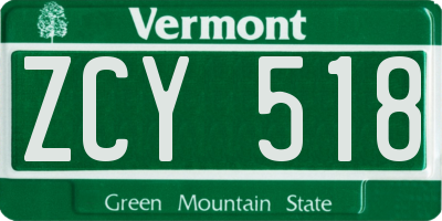VT license plate ZCY518