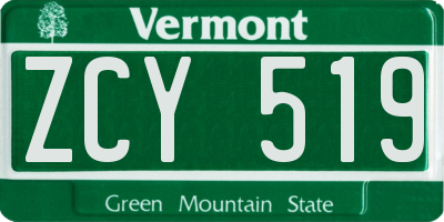 VT license plate ZCY519