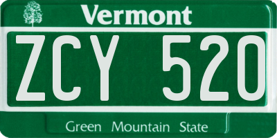 VT license plate ZCY520