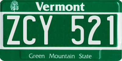 VT license plate ZCY521