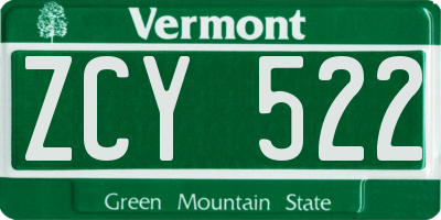 VT license plate ZCY522