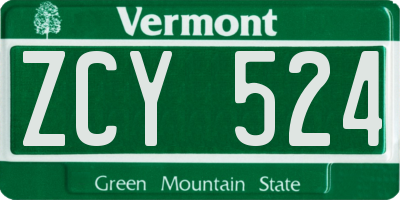 VT license plate ZCY524