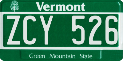 VT license plate ZCY526