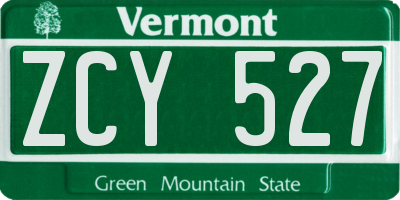 VT license plate ZCY527