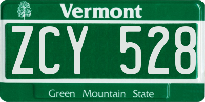 VT license plate ZCY528