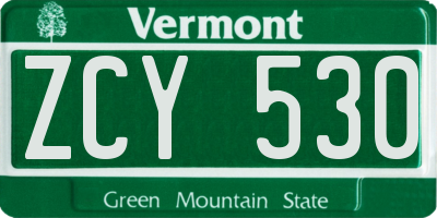 VT license plate ZCY530