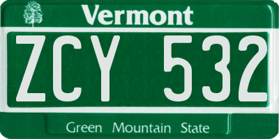 VT license plate ZCY532
