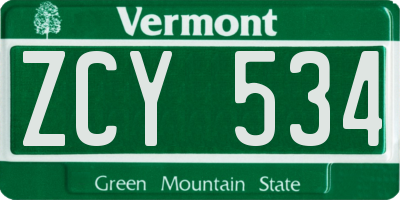 VT license plate ZCY534