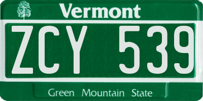 VT license plate ZCY539