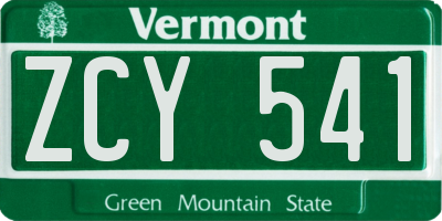 VT license plate ZCY541