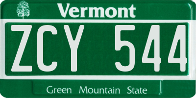 VT license plate ZCY544