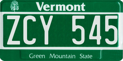 VT license plate ZCY545