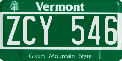 VT license plate ZCY546