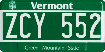 VT license plate ZCY552
