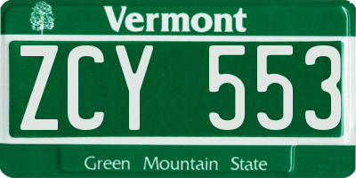 VT license plate ZCY553