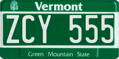 VT license plate ZCY555