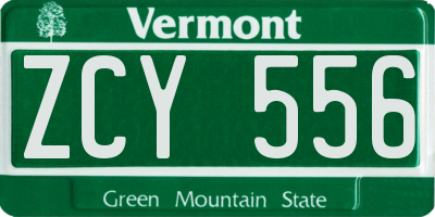 VT license plate ZCY556