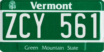 VT license plate ZCY561