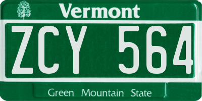 VT license plate ZCY564
