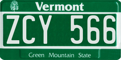 VT license plate ZCY566