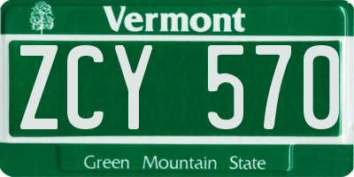 VT license plate ZCY570